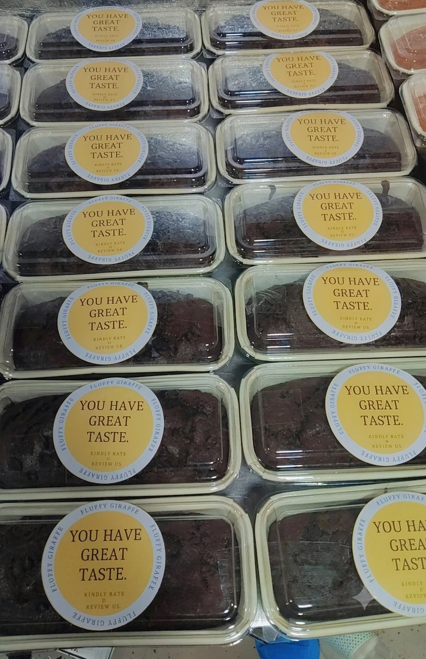 Dark cakes with You Have Great Taste stickers for corporate Diwali gifts