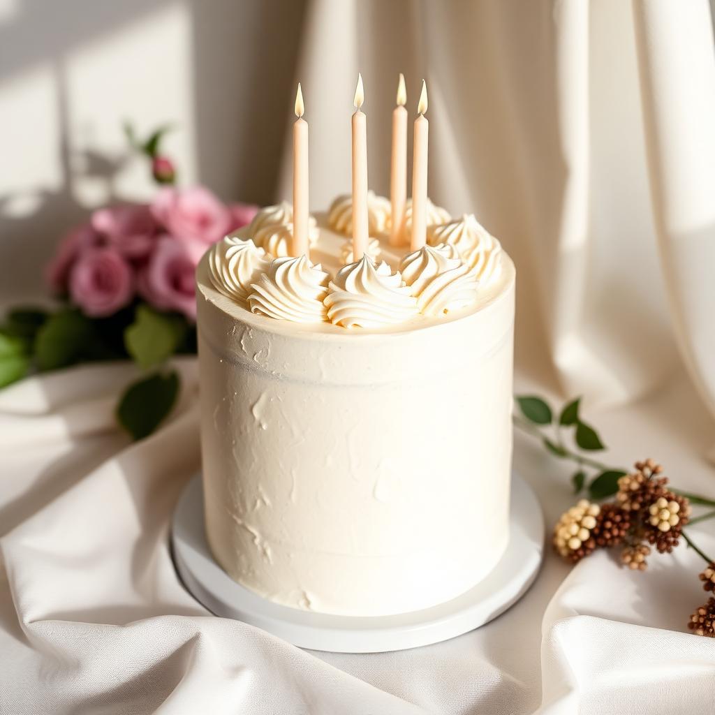 Handcrafted birthday cake with cream buttercream swirls from a Gurgaon bakery